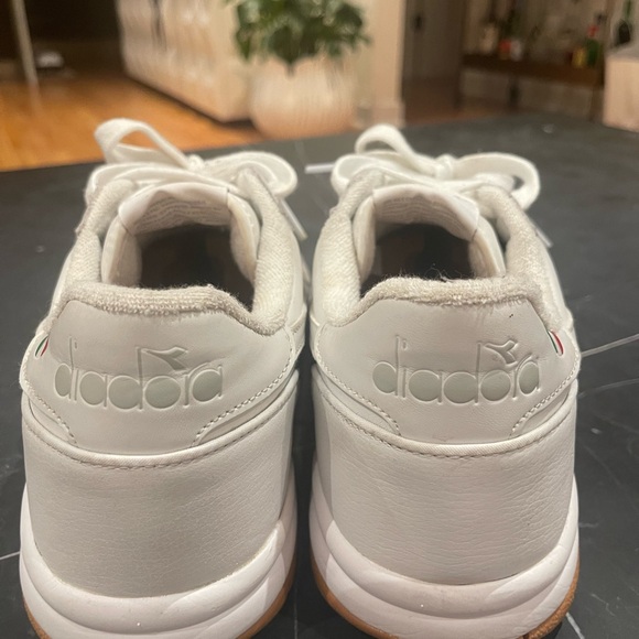 Diadora White Leather Sneakers with Tan Sole - Picture 5 of 8